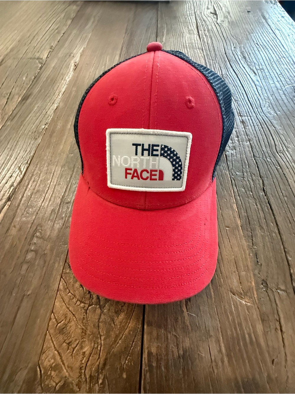 The North Face Red Front Navy Mesh Snapback Hat